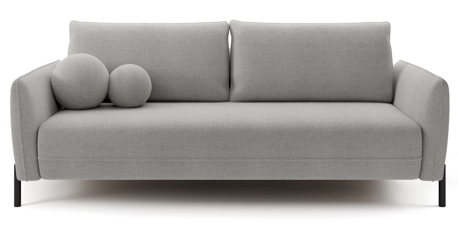 SOFA Veruco Grau mit Schlaffunktion - Schwarz/Grau, Textil/Metall (234/90/100cm) - Selsey