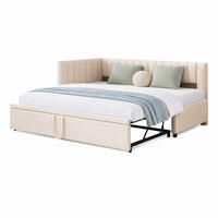 POLSTERBETT 90/200 mit Ausziehbett und Schlaffunktion in Beige - Beige, Holzwerkstoff/Textil (90/200cm) - EVRYAE