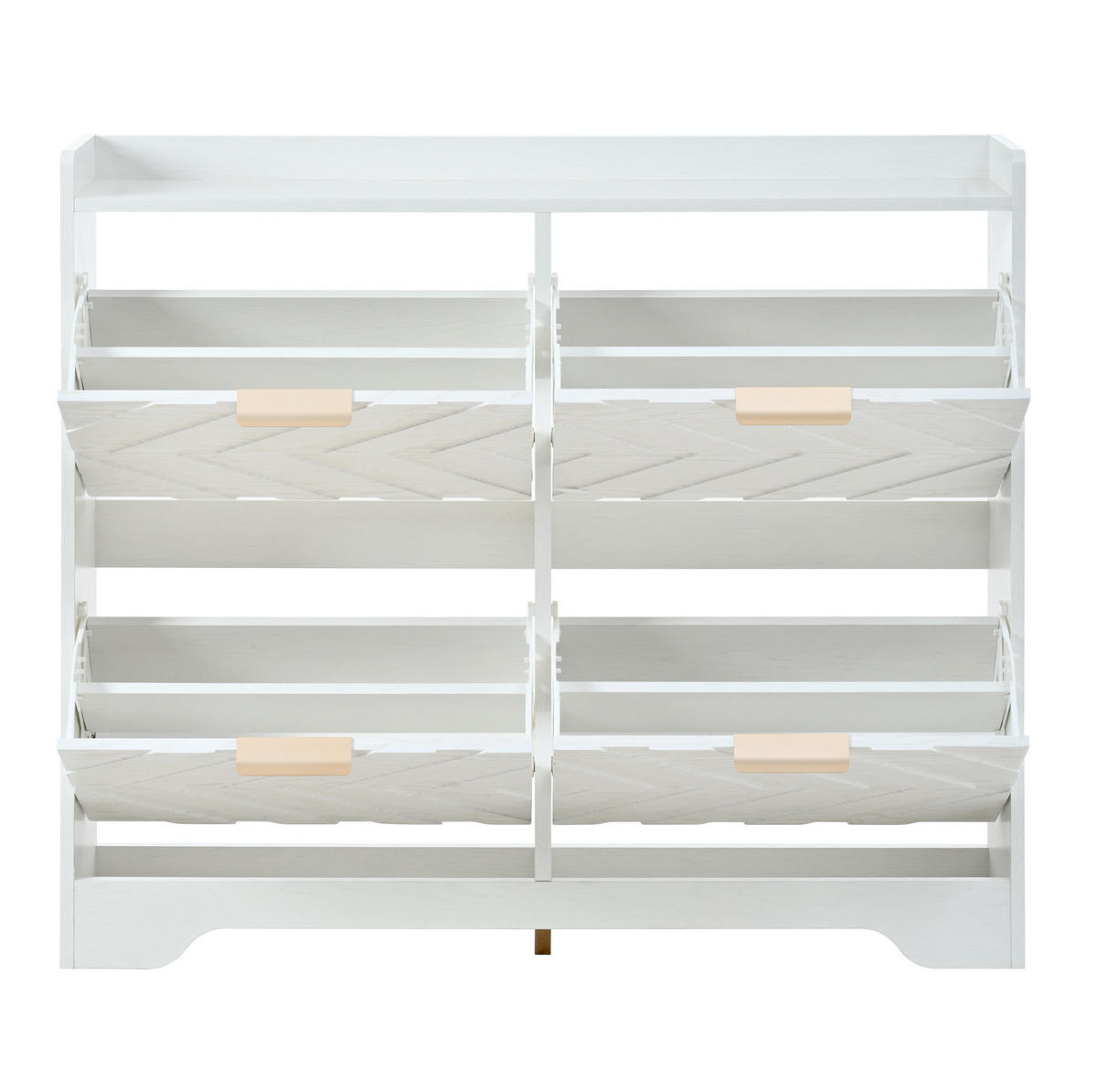 SCHUHSCHRANK aus MDF 105x24x90cm in Weiß mit 4 Klappfächern - Weiß, Holzwerkstoff (105/90/24cm) - Modfu