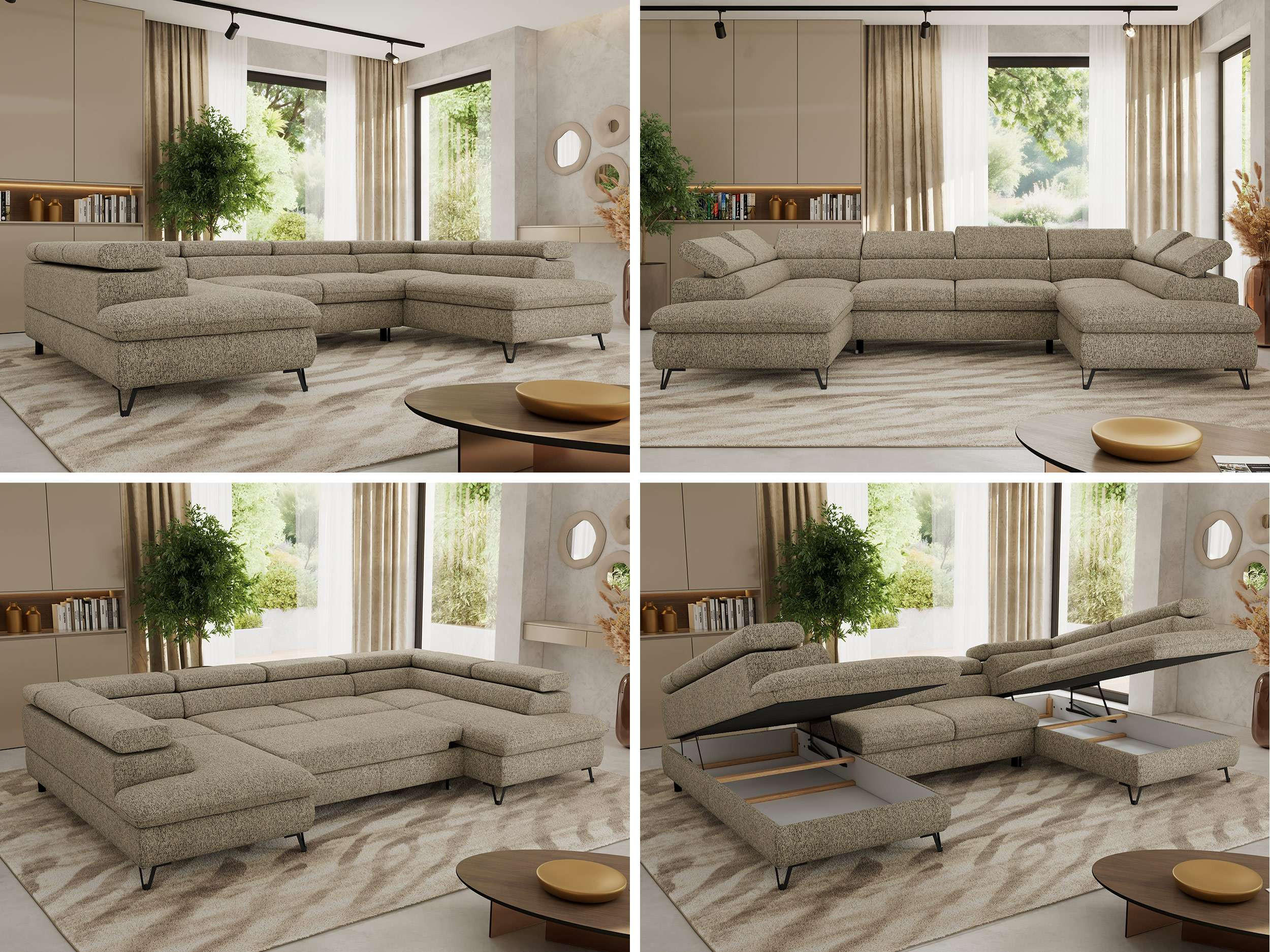 Thumbnail - MKS Wohnlandschaft, Greige, Textil, 6-Sitzer, U-Form, 346x76x208 cm, Wohnzimmer, Sofas & Couches, Wohnlandschaften, Wohn...