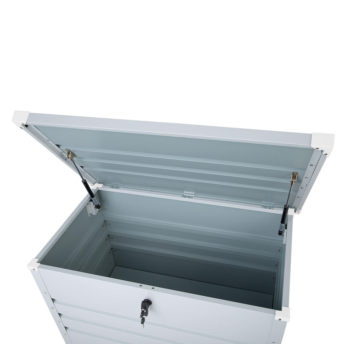 AUFLAGENBOX Stahl hellgrau 100/62 cm Cebrosa - Hellgrau, Metall (100/64/62cm) - Beliani