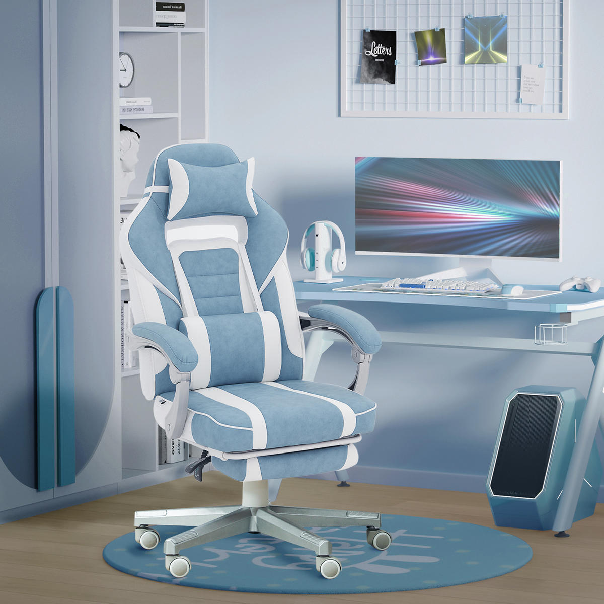 GAMING-STUHL Blau 63.0/63.0/123.0 cm - Blau, Kunststoff (63/123/63cm)