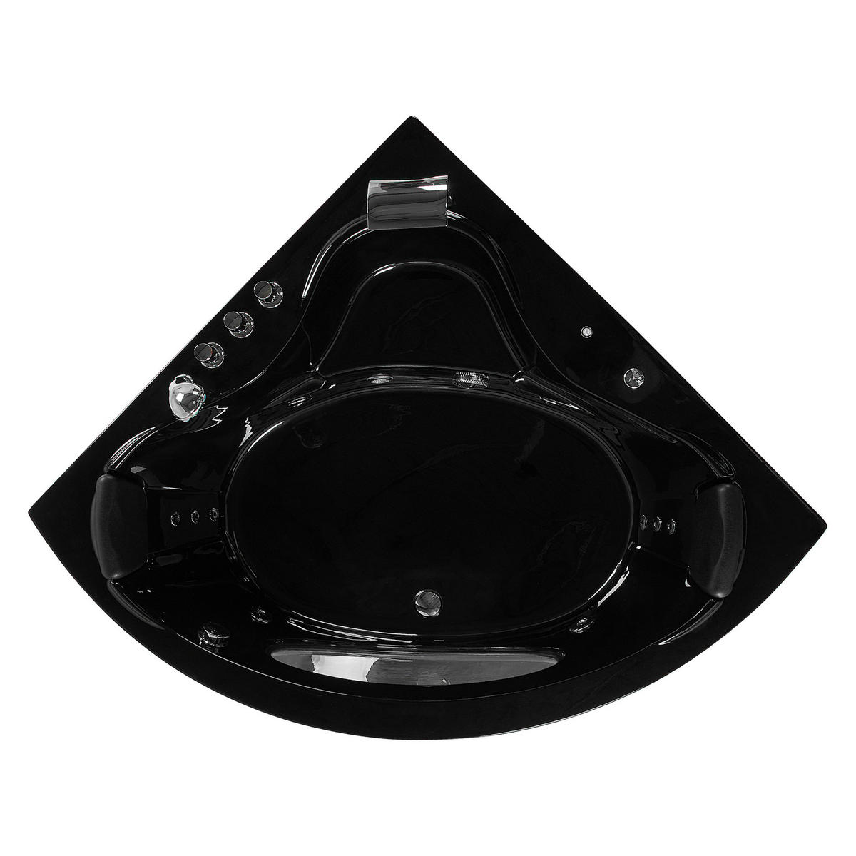 WHIRLPOOL-BADEWANNE mit LED 150x190x61 cm schwarz Tocoa - Schwarz, Kunststoff (150/61/190cm) - Beliani