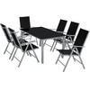 SITZGRUPPE Ercolano,Tisch mit Sicherheitsglasplatten und Ausgleichsschrauben,silber - Silberfarben, Naturmaterialien/Kunststoff - tectake