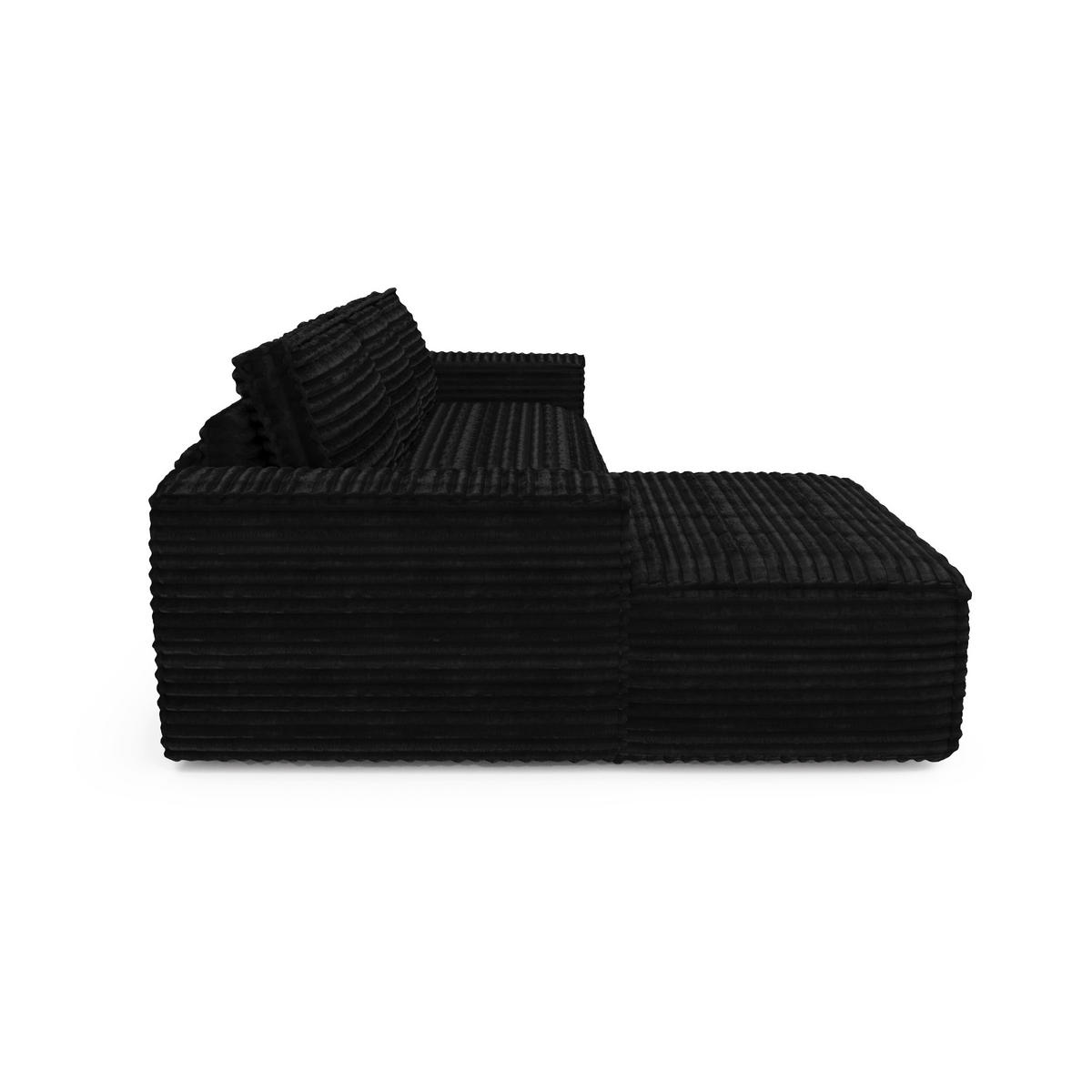 ECKSOFA LINKS Gerippter Samt Dunkles Anthrazit 302cm - Anthrazit, Textil (165/302cm) - Sia Home