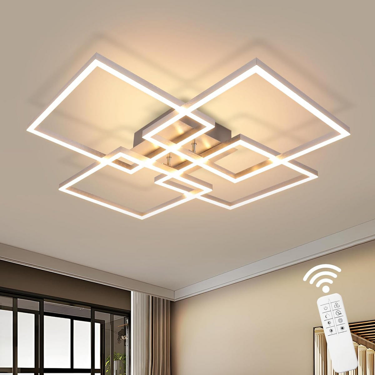 LED-DECKENLEUCHTE Morgengrim 72.4/7.3/72.4 cm - Silberfarben, Metall (72.4/72.4/7.3cm) - ZMH