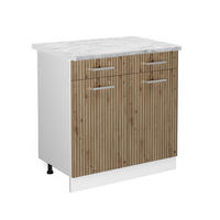KÜCHENUNTERSCHRANK R-Line Artisan-Eiche 80 cm, AP Marmor - Weiß/Eiche Artisan, Holzwerkstoff (80/81.6/60cm) - Vicco