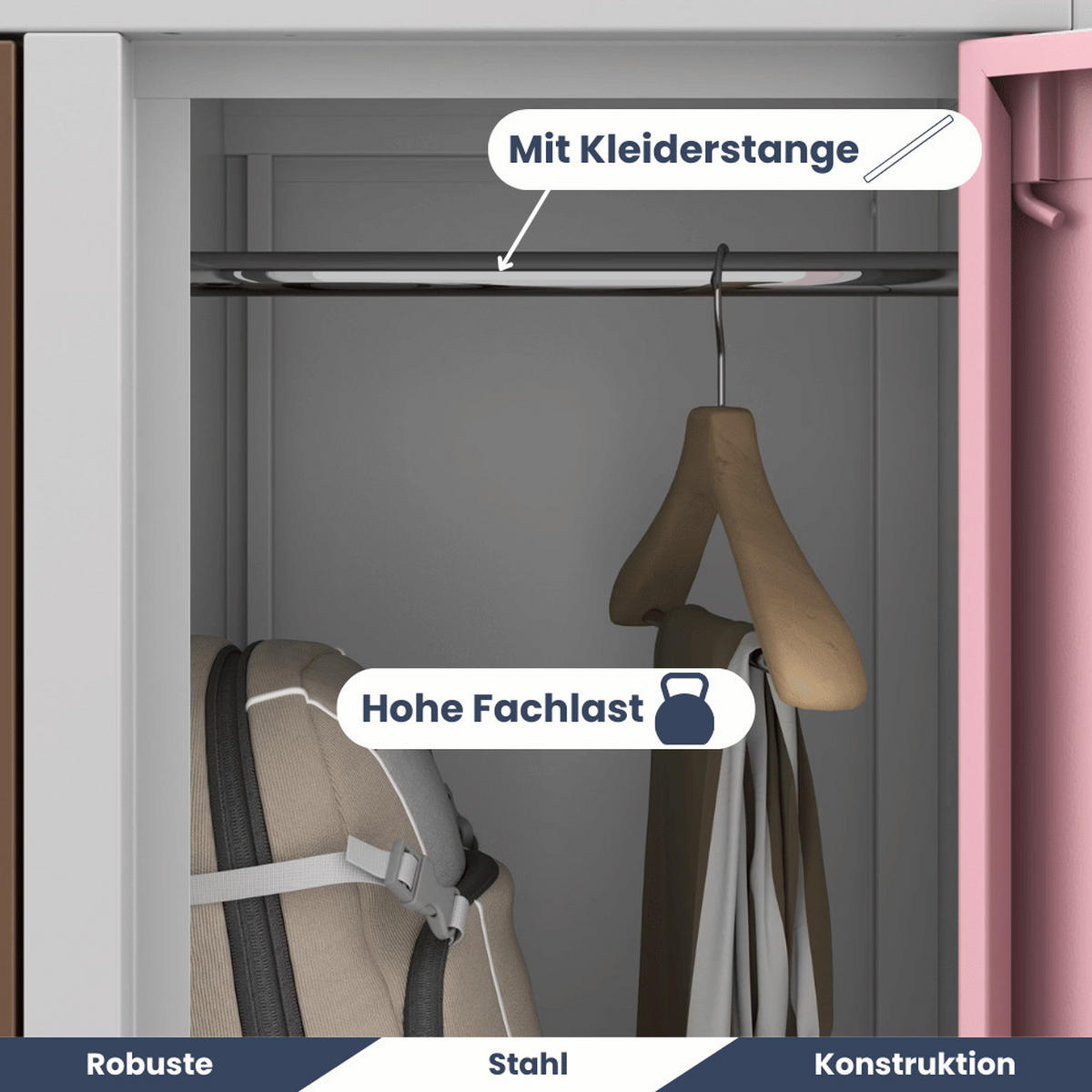 UMKLEIDESCHRANK Spind TOKIO 10 Abteile 150x136x45cm Pastellfarben - Multicolor, Metall (136/150/45cm) - DELUKE