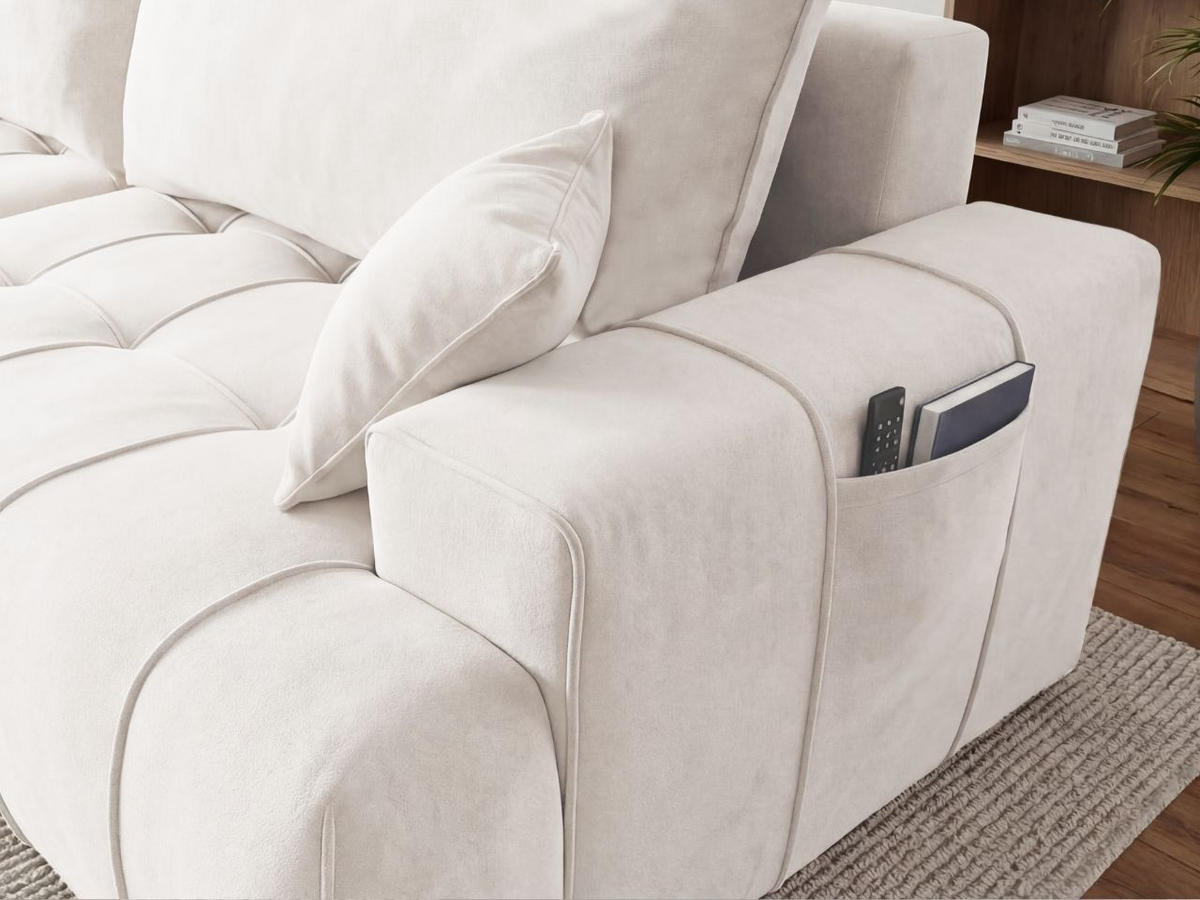 ECKSOFA Tulio Creme Links - Creme, Holz/Textil (270/165cm) - Graingold