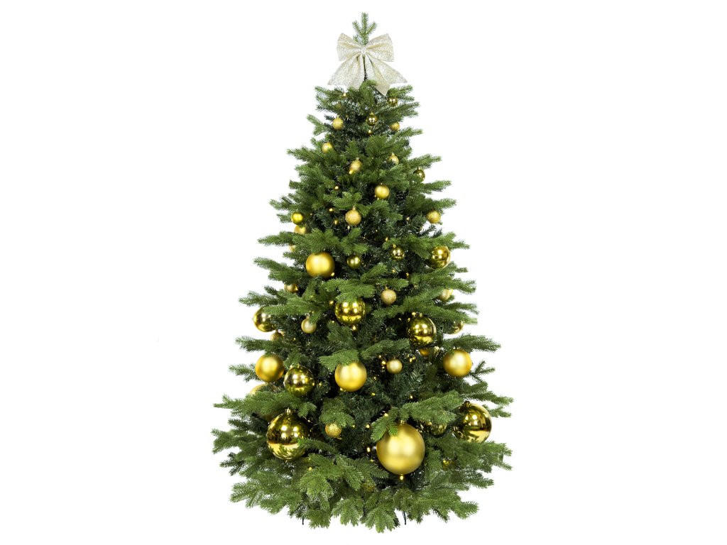 WEIHNACHTSBAUM künstlicher 240 cm, GOLDWEIHNACHTEN, mit 85-teiligem Weihnachtsbaumschmuck, inkl. Metallständer und Aufbewahrungsbox - Champagner/Goldfarben, Kunststoff/Metall (144/240cm) - LAALU