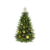 WEIHNACHTSBAUM künstlicher 150 cm, GOLDWEIHNACHTEN, mit 73-teiligem Weihnachtsbaumschmuck, inkl. Metallständer und Aufbewahrungsbox - Champagner/Goldfarben, Kunststoff/Metall (104/150cm) - LAALU