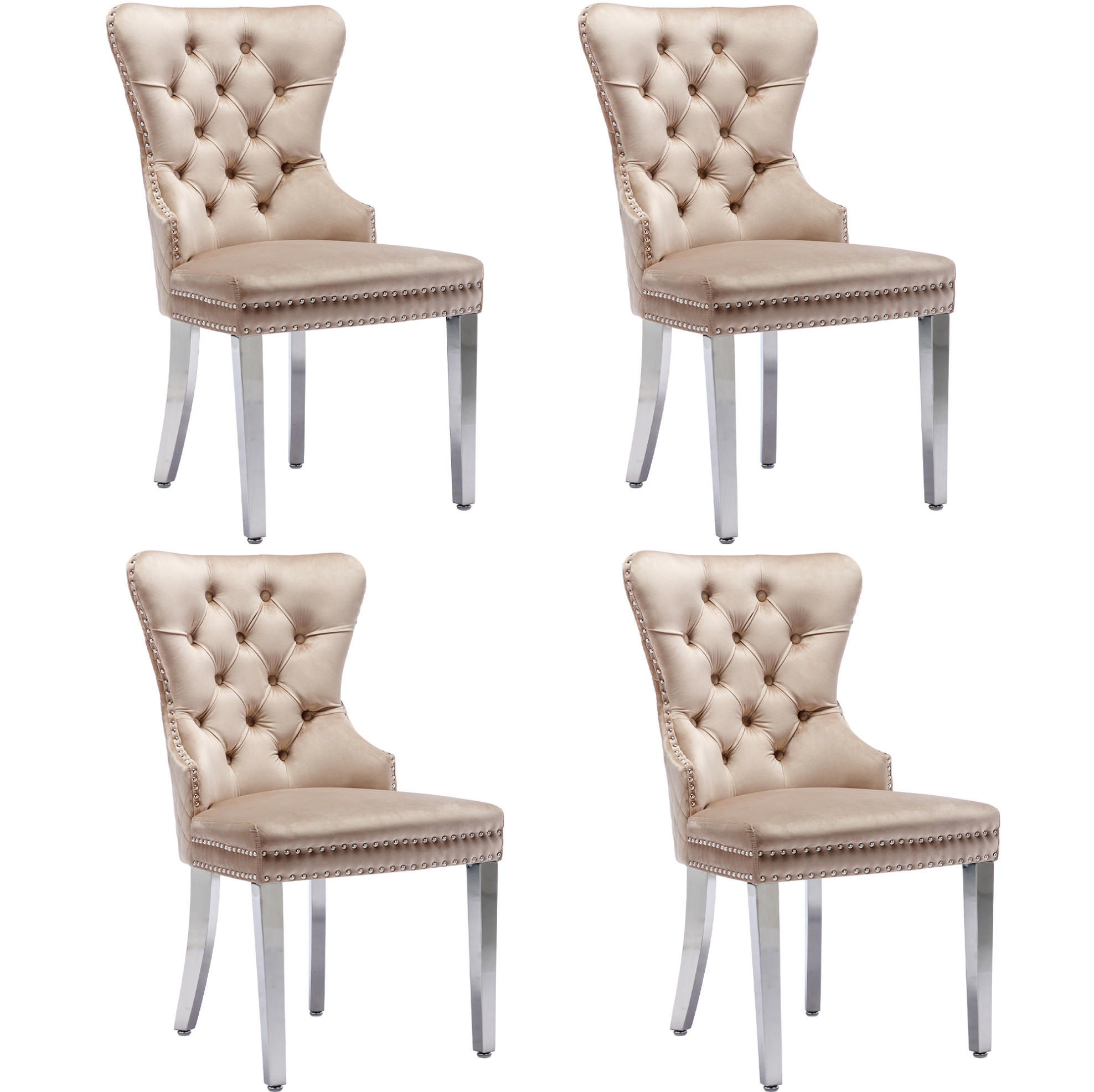 ESSZIMMERSTUHL gepolstert 62,5 x 94,5 cm Samt Beige - Beige, Metall (62.5/94.5/53.1cm) - Meubliv