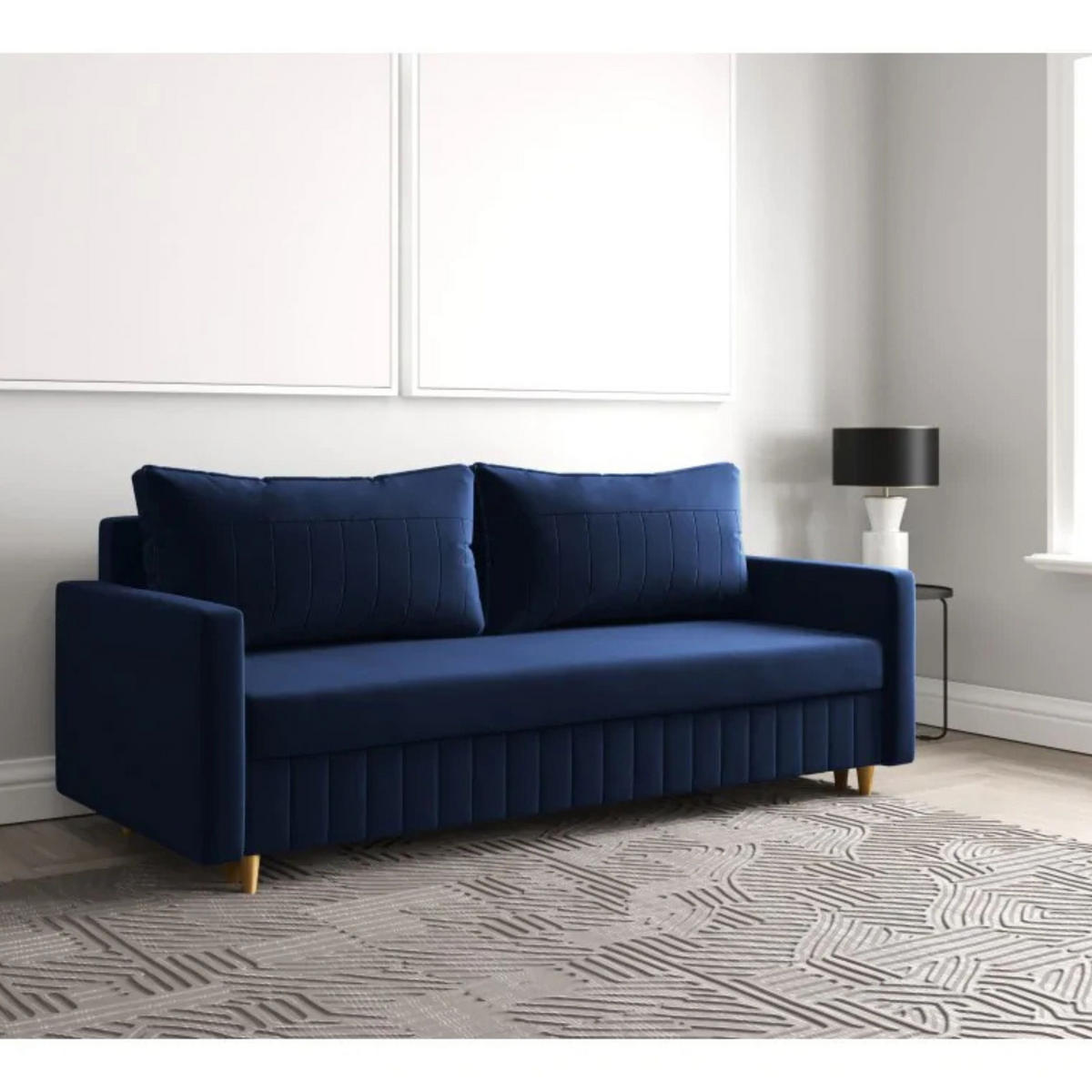 SCHLAFSOFA MARO, Sofa mit Schlaffunktion und Bettkasten, Farbe: Blau, Veloursstoff - Blau, Textil (217/92/85cm) - Sepro Meble