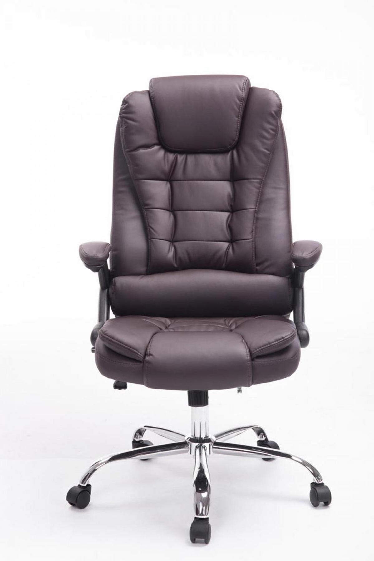 CHEFSESSEL Lederlook braun - Chromfarben/Braun, Textil/Metall (69.5/113/78cm) - CLP