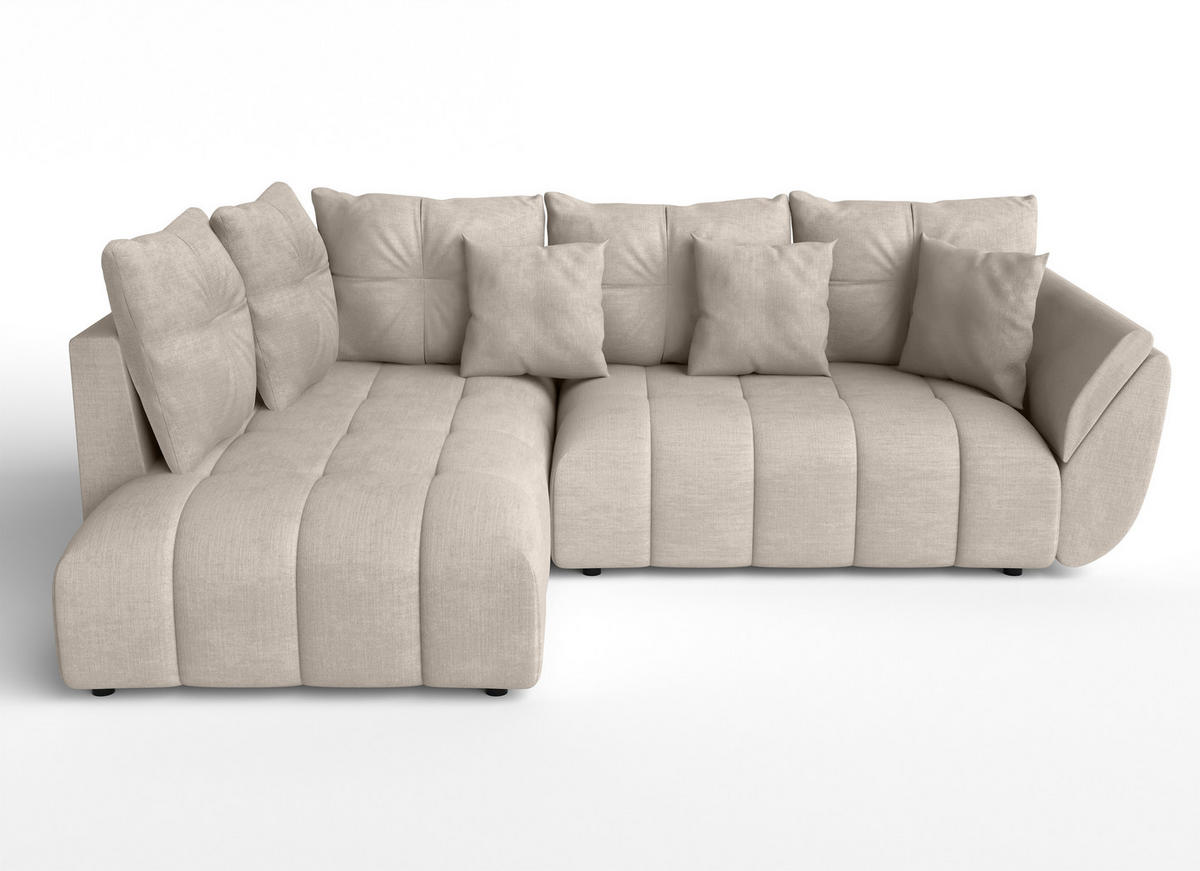 ECKSOFA L Form Corleone Hellbraun 266/182/91 cm mit Schlaffunktion - Schwarz/Bronzefarben, Kunststoff/Textil (266/182cm) - AX Living