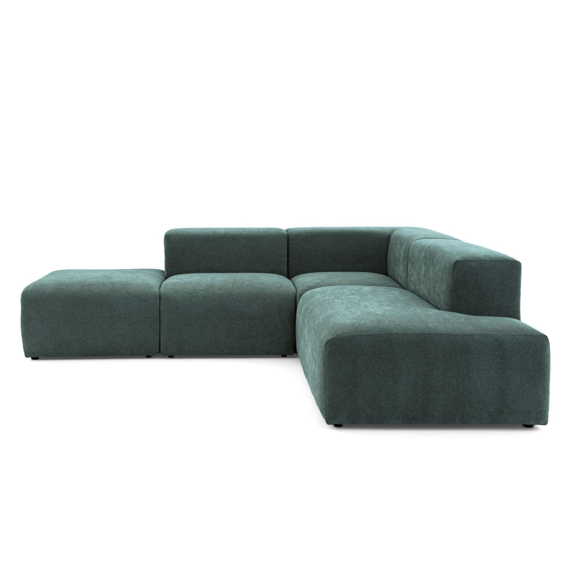 4-SITZER modulares Ecksofa HEAVEN SET 3 Rechts, Breite 270 cm Webstoff Dunkelgrün - Dunkelgrün/Schwarz, Holz/Kunststoff (270/245cm) - Muffo