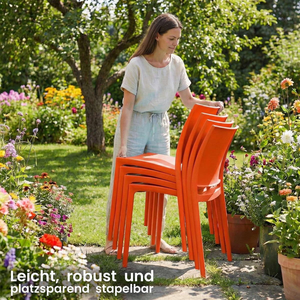 GARTENSTUHL Kunststoff Orange - Orange, Kunststoff (42/81/49cm) - CLP