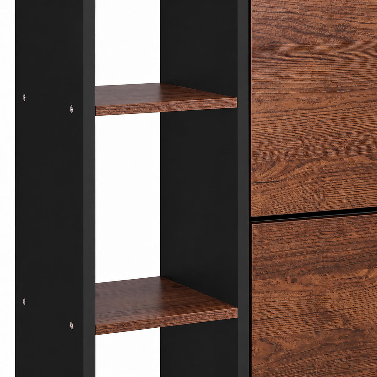 SCHUHSCHRANK Schwarz industriell 2 Klappen - Multicolor, Holzwerkstoff/Kunststoff (80/90/23.5cm) - Relaxdays