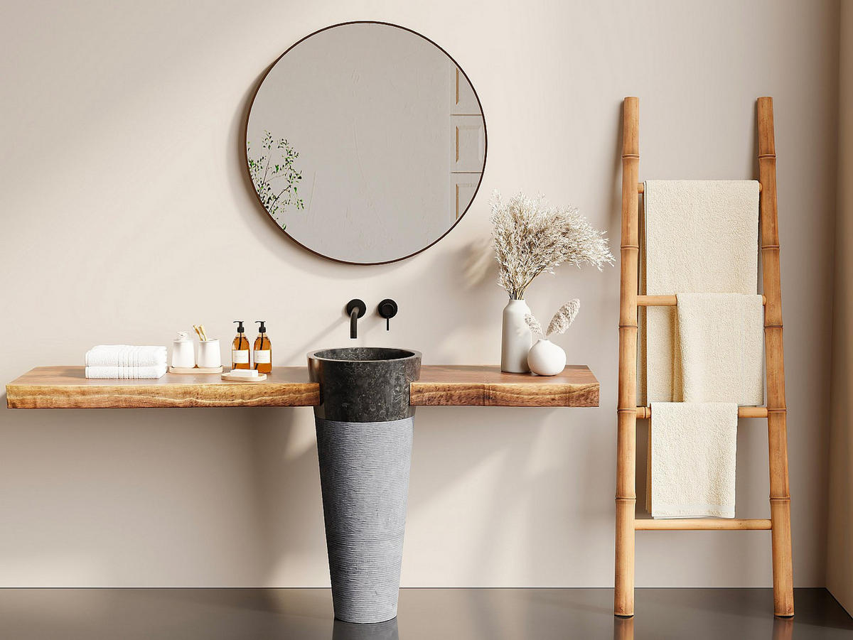 STANDWASCHBECKEN Marmor LANTA - Grau - Grau, Stein (40/90/40cm) - Vente-Unique