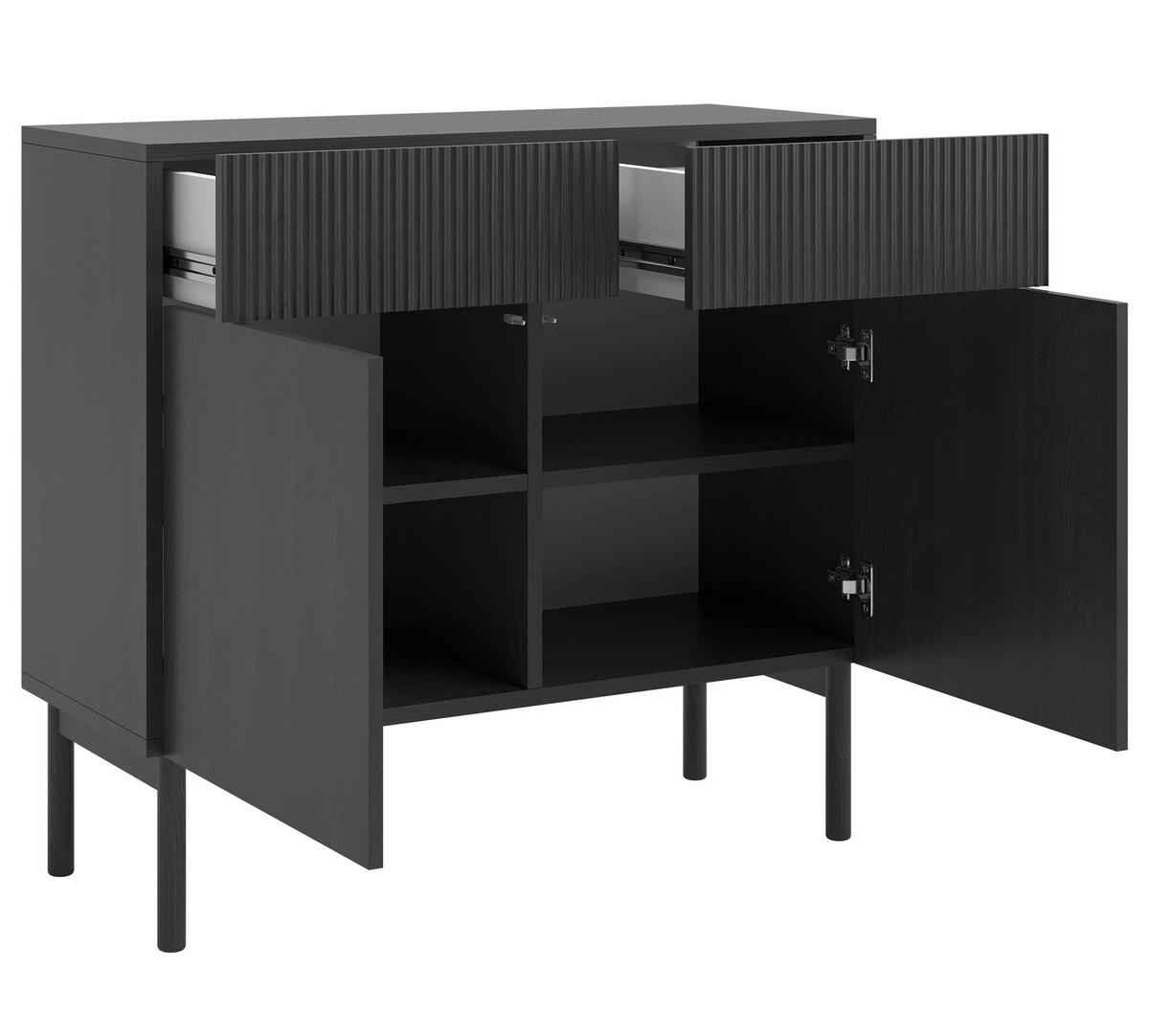 KOMODA Nolie dekor jaseň čierna 100 cm - čierna, drevo/kompozitné drevo (100/90.6/38cm) - Selsey