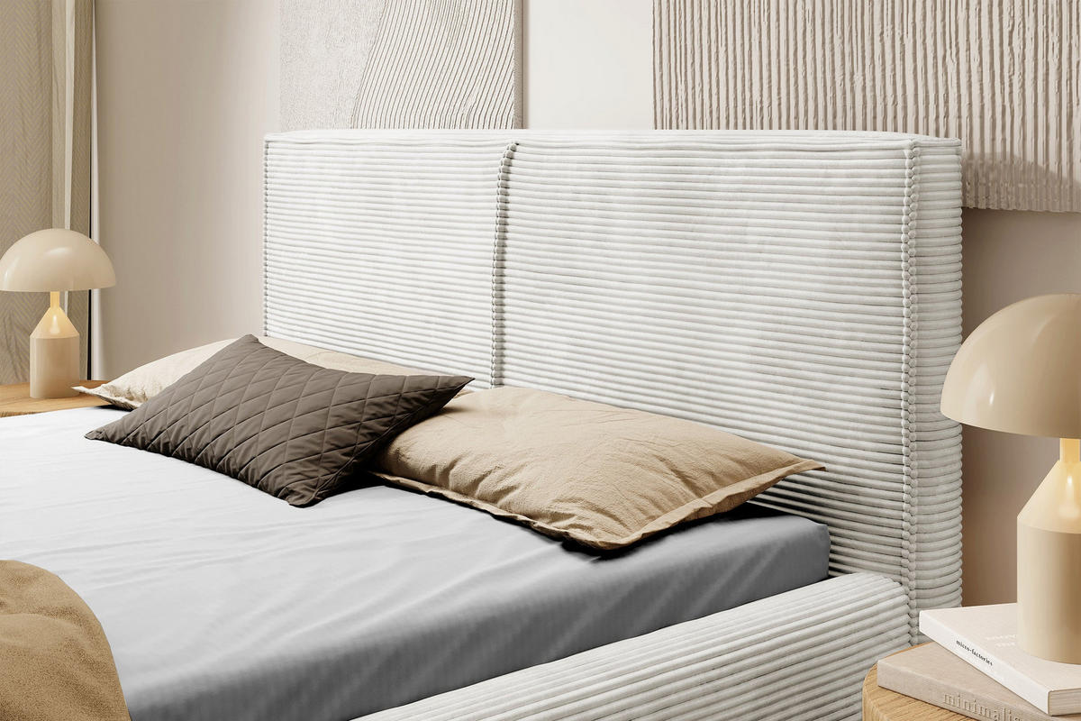 POLSTERBETT Farese Grau-beige Cordbezug 140 cm - Greige, Textil (140/200cm) - Selsey
