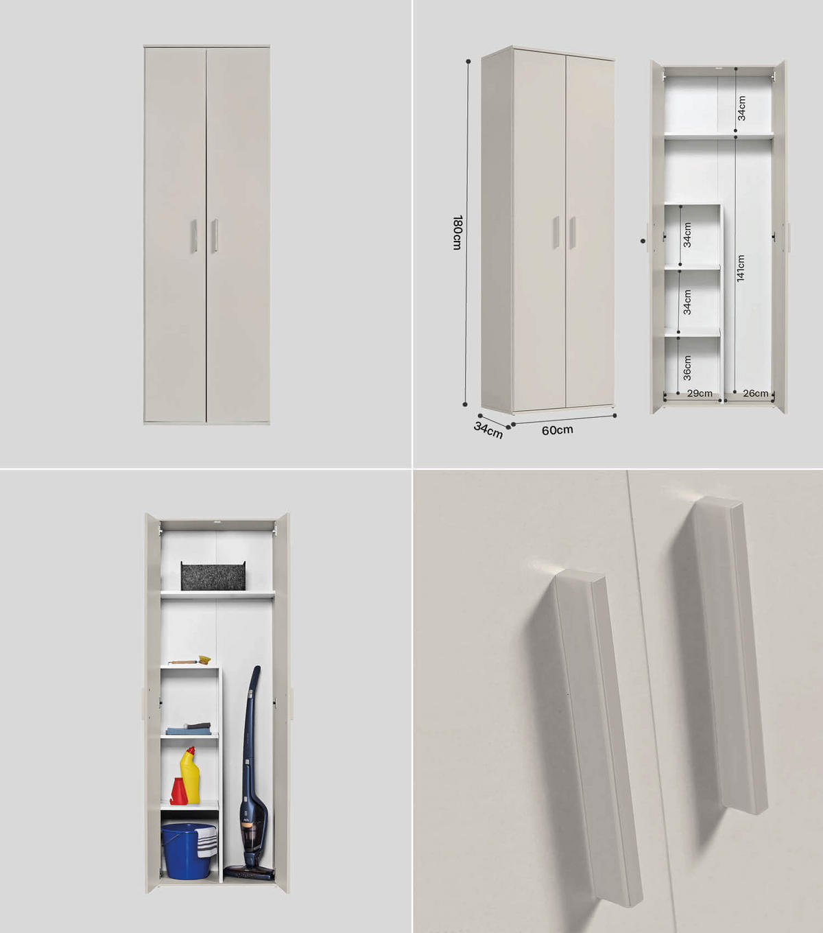 MEHRZWECKSCHRANK SET Der Allzweckwaffe - Kaschmir, Holzwerkstoff (60/180/34cm) - Mokebo