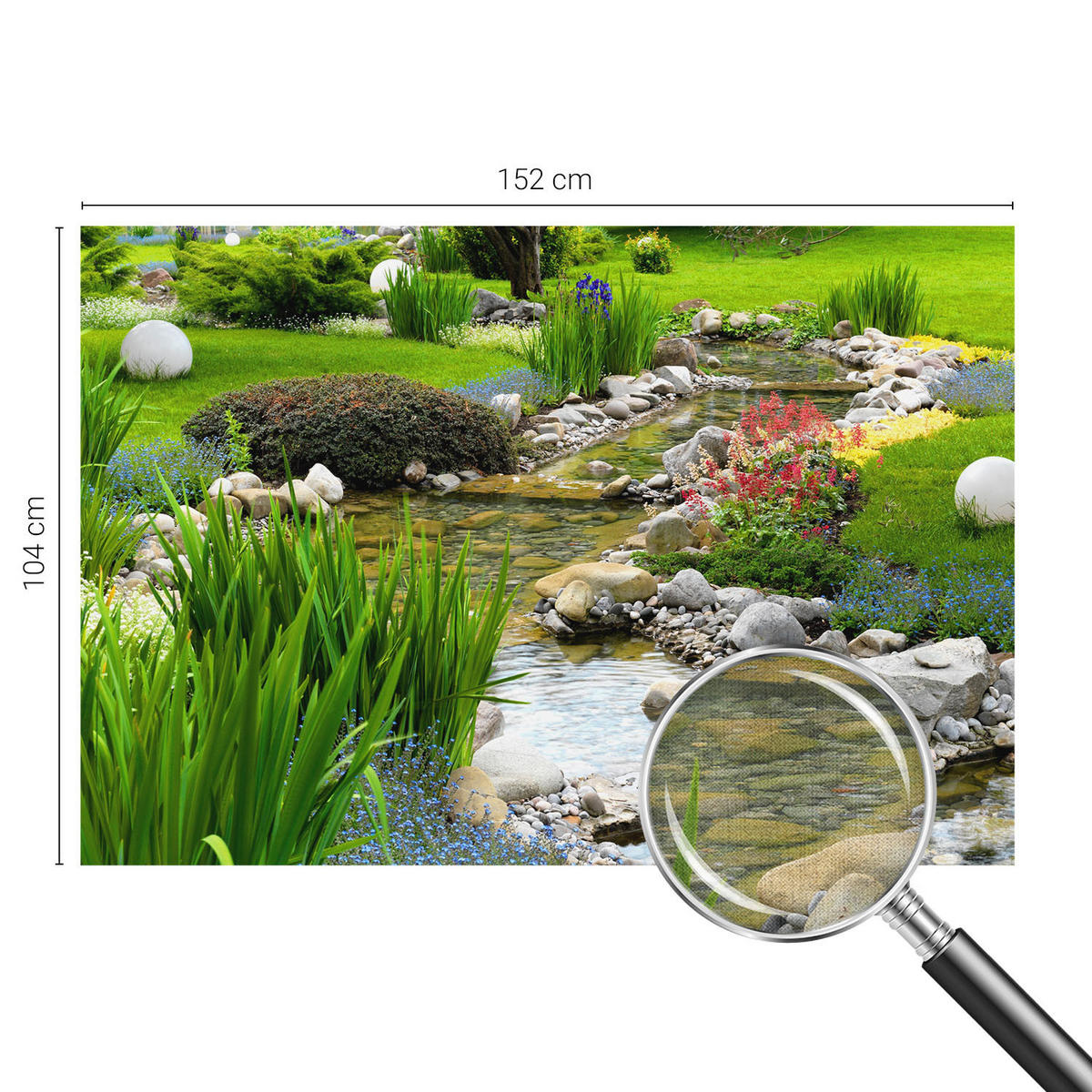 FOTOTAPETE 152x104 cm - Idyllischer Garten - Grün, Textil (152/104cm) - Wallfluent