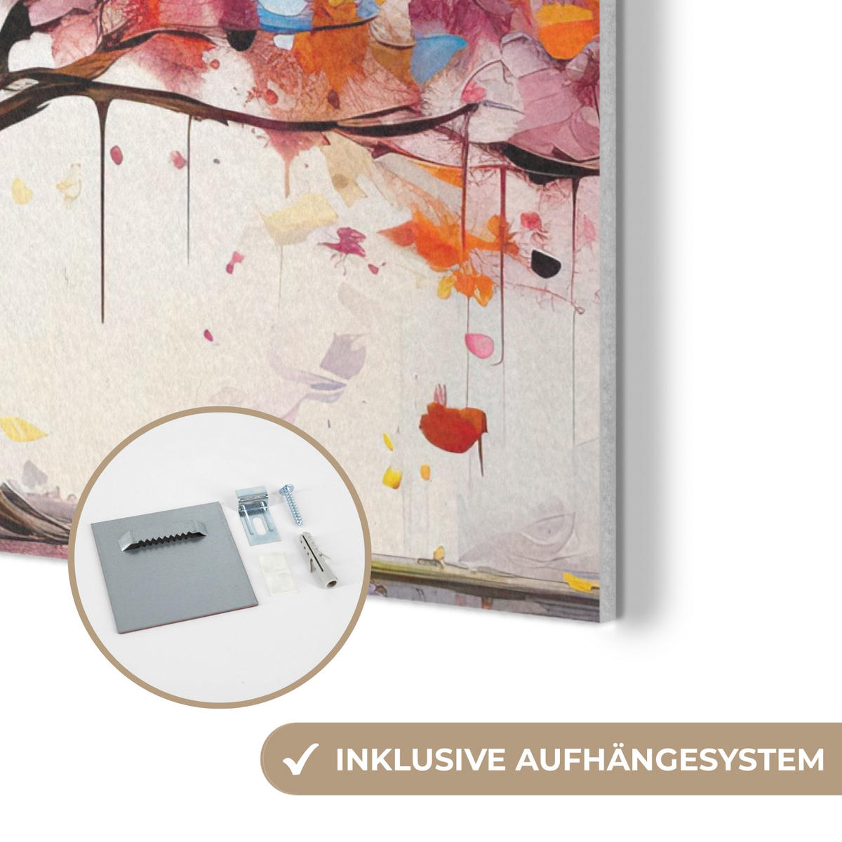 AKUSTIKPANEEL Aquarell - Baum - Kunst - Abstrakt 70x100 cm - Multicolor, Textil (70/0.9/100cm) - MuchoWow