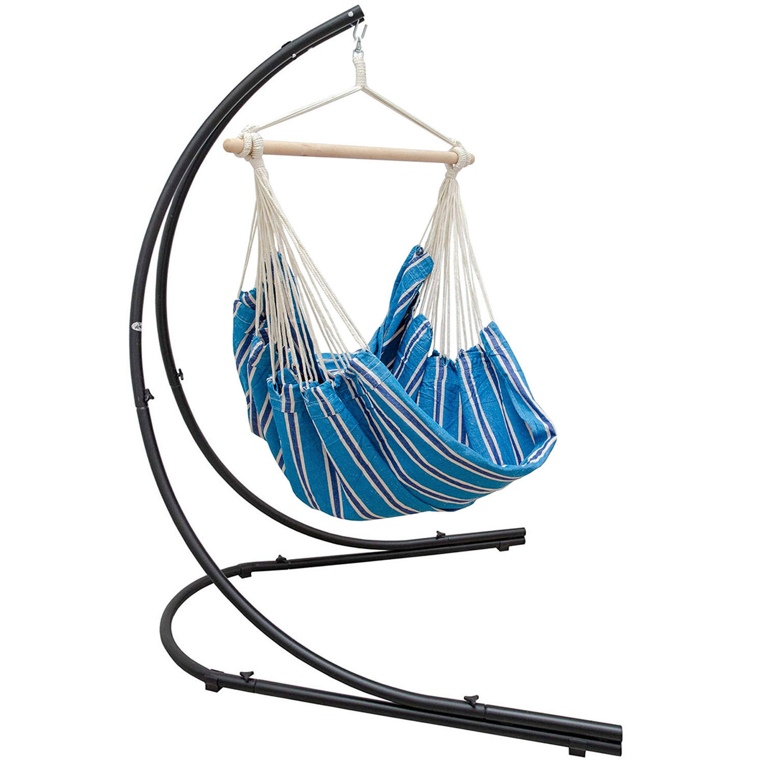 XL HÄNGESTUHL mit Gestell 210/140 cm , Petrol/Schwarz - Blau, Textil (140/210/160cm) - Amanka