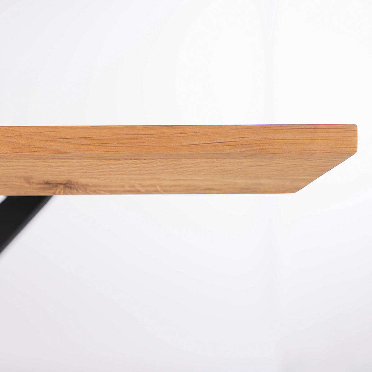 ESSTISCH - Zerreiche massiv / Eisen - Eichefarben, Holz (100/200/77cm) - home24