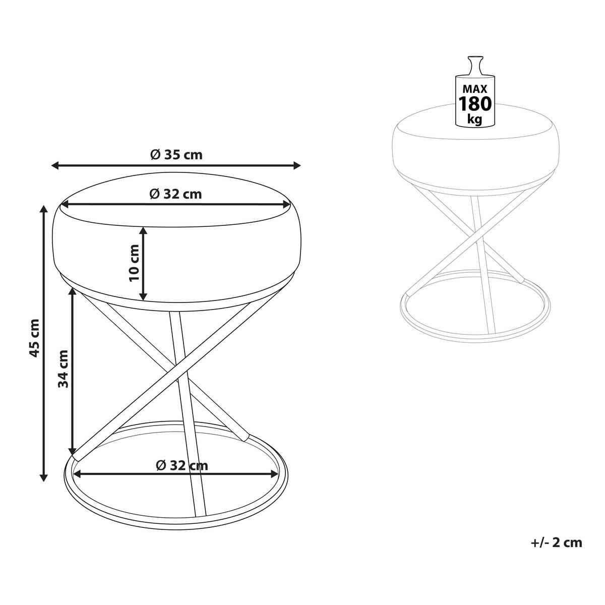 HOCKER Cremeweiß Presho - Goldfarben/Weiß, Textil (35/45/35cm) - Beliani