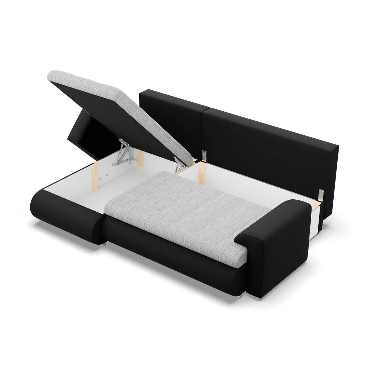 ECKSOFA LINKS MIT SCHLAFFUNKTION FORESTA, Grau + Schwarz - Schwarz/Grau, Textil (230/159cm) - Mebligo