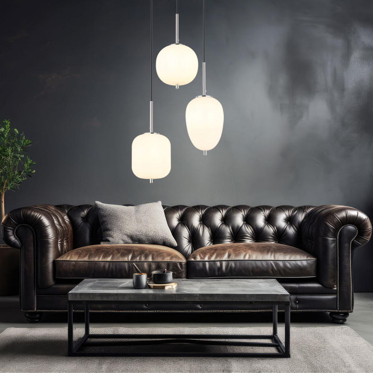 LED PENDELLEUCHTE Metall Silber 3-Flammig - Silberfarben, Glas (46/46/120cm) - Globo Lighting