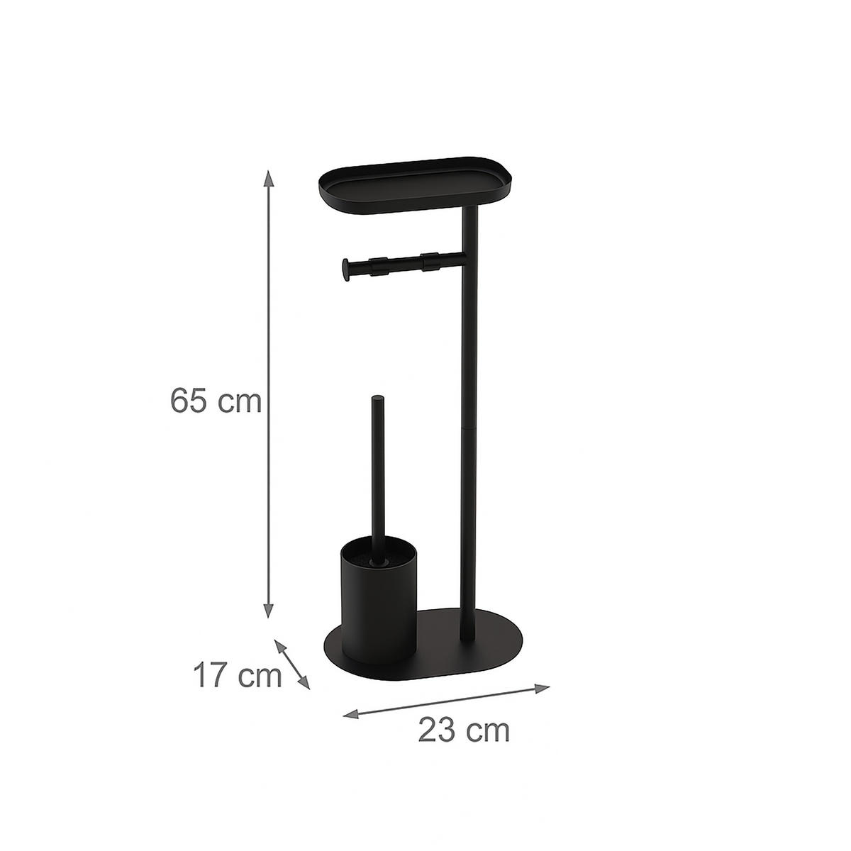 WC-GARNITUR - Schwarz, Kunststoff/Metall (23/65/17cm) - Relaxdays