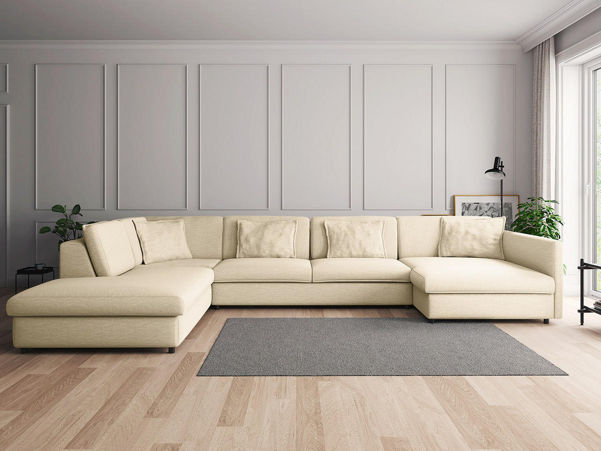 WOHNLANDSCHAFT - Schwarz/Weiß, Kunststoff/Textil (431/84/272cm) - home24