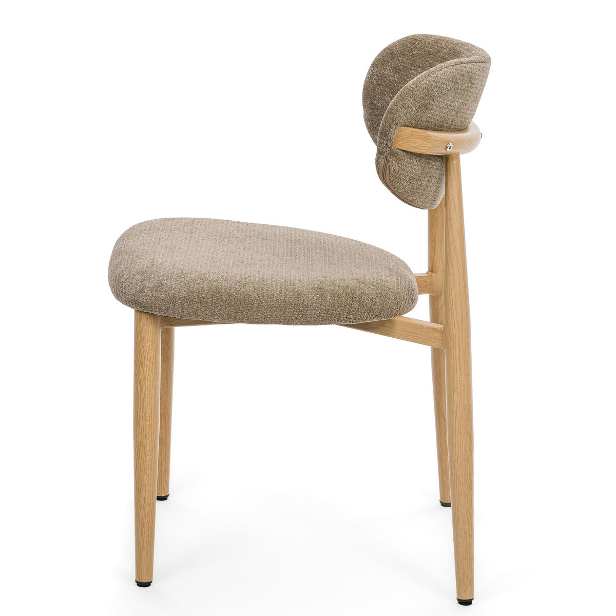 STUHL ALMO gepolstert Beine in Holzoptik - beige - Chenille - Hellbraun/Eichefarben, Textil/Metall (47/77/54cm) - NEW HOME