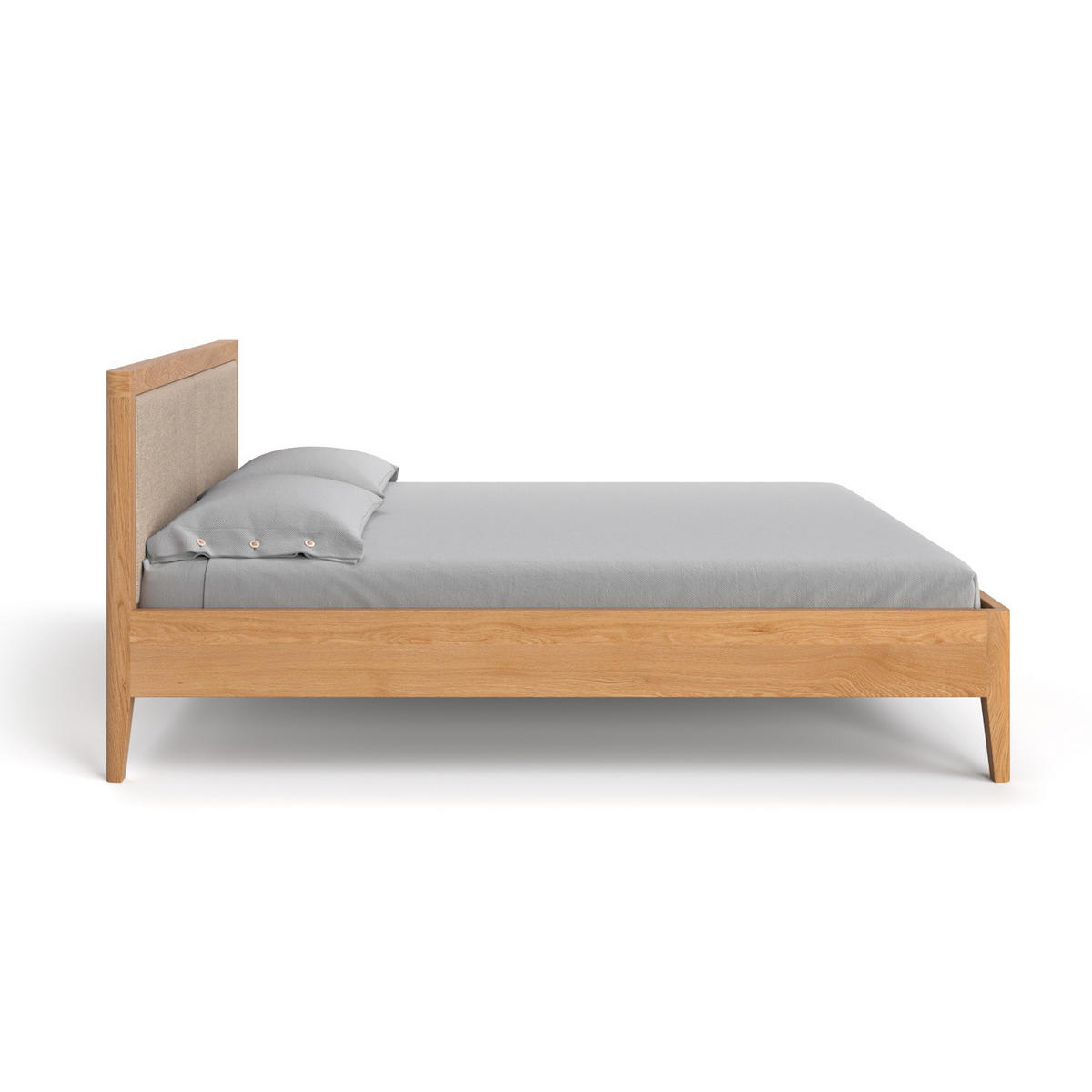 MASSIVHOLZBETT Silva aus Eiche 200x220 cm, Storm 06 - Eichefarben/Beige, Holz (200/220cm) - Danzz