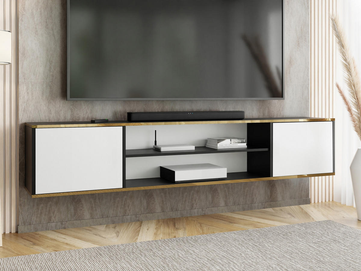 TV-LOWBOARD EDI GOLD 4 Schwarz / Weiß – 2-türig - Goldfarben/Schwarz, Holzwerkstoff (206.4/42/38.9cm)