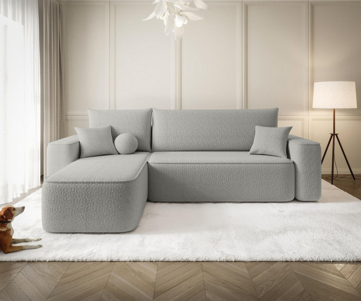 ECKSOFA Agepo Stoff Quelle - Hellgrau, Holzwerkstoff/Textil (250/150cm) - Fun Möbel