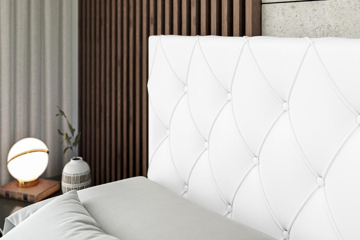 BOXSPRINGBETT AMAY-Z KING - 180x200 - H3/H4 - Weiß Hochglanz - Weiß, Holzwerkstoff (180/200cm) - ALTDECOR