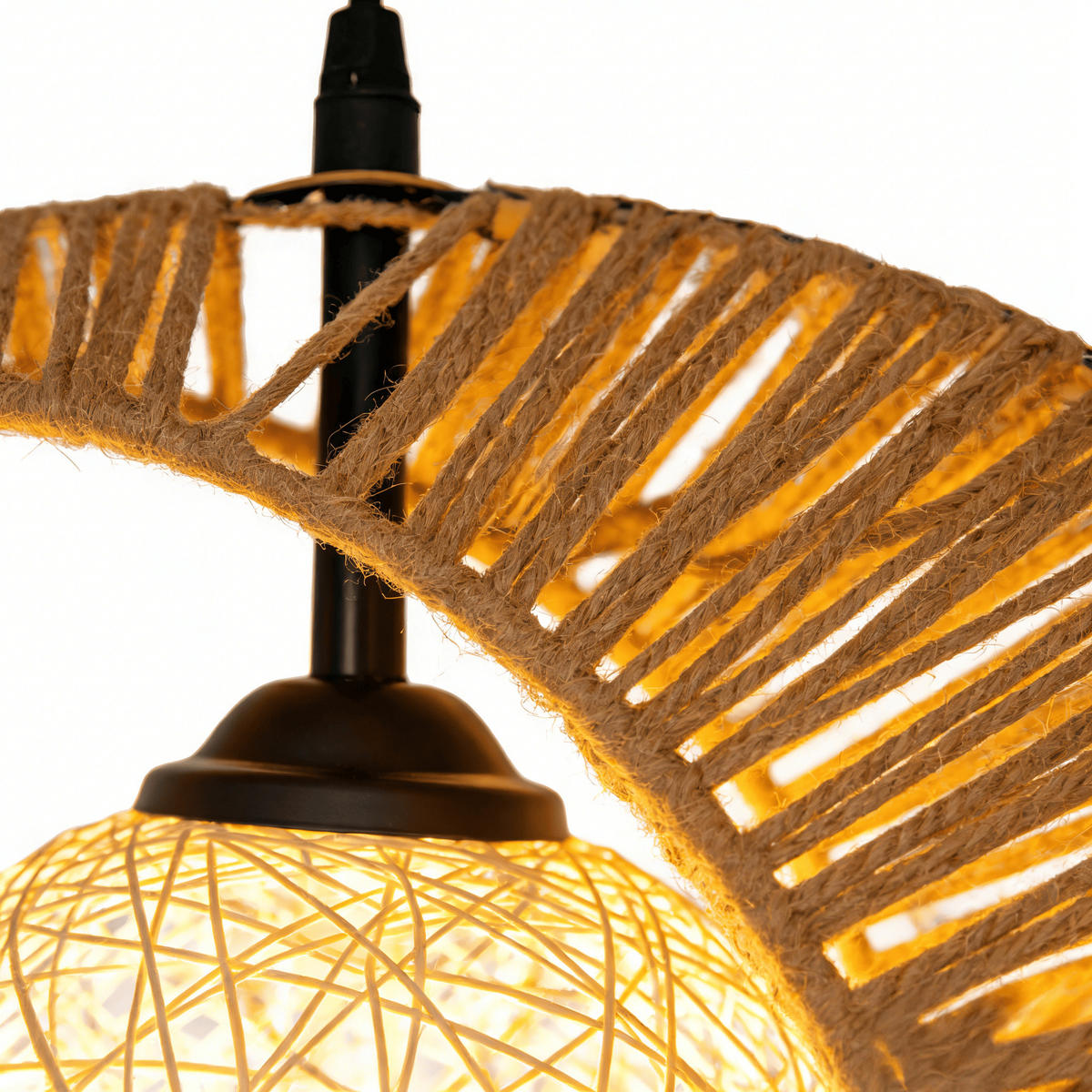PENDELLEUCHTE Rattan Bohème Bauernstil Rund, Kücheninsel Deckenleuchte - Rotbraun, Naturmaterialien (19/19/19cm) - Weltevree