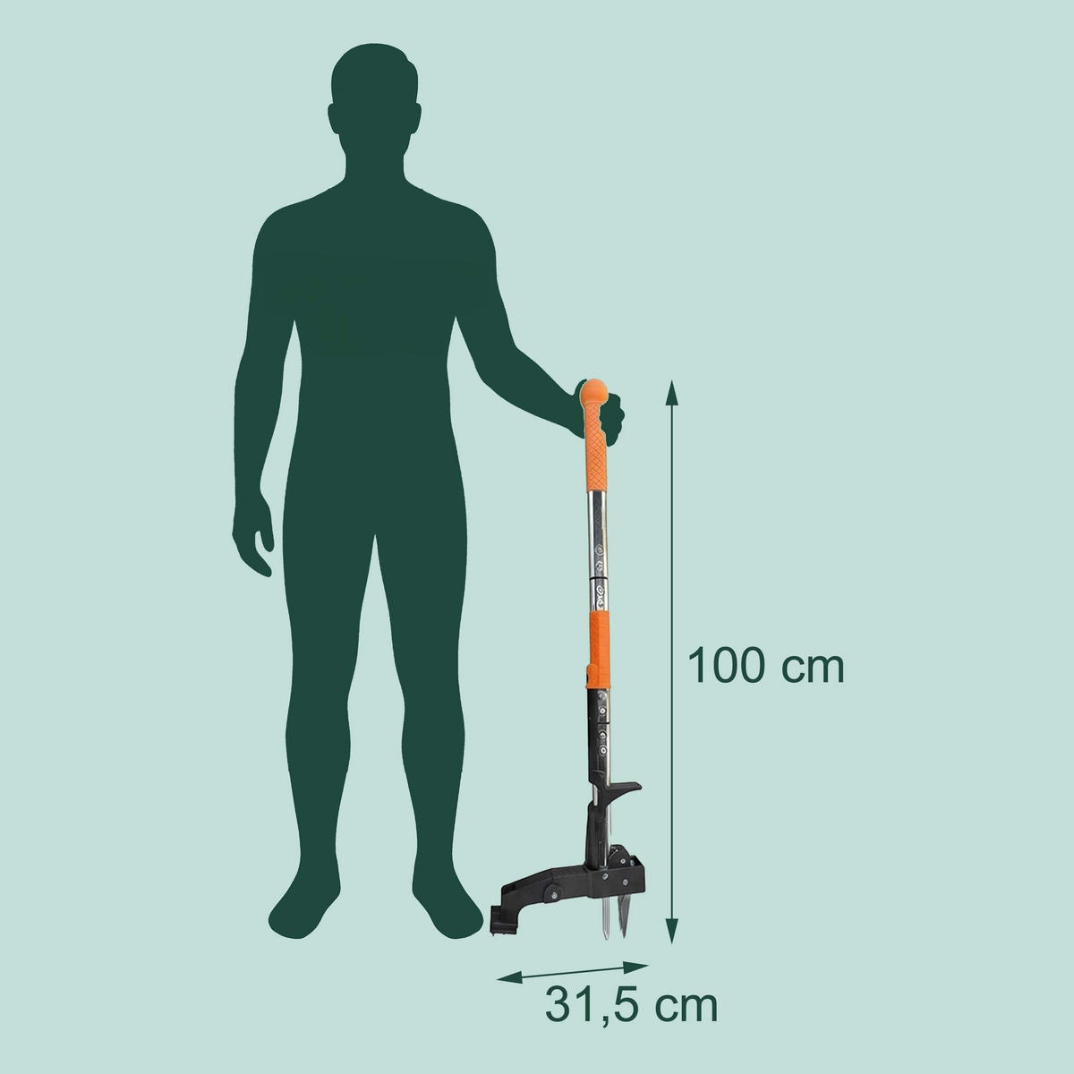 VYTRHÁVAČ PLEVELE Stříbrná Černá Oranžová dlouhá násada ocel - různobarevná, kov/plast (31.5/100/6cm) - Relaxdays