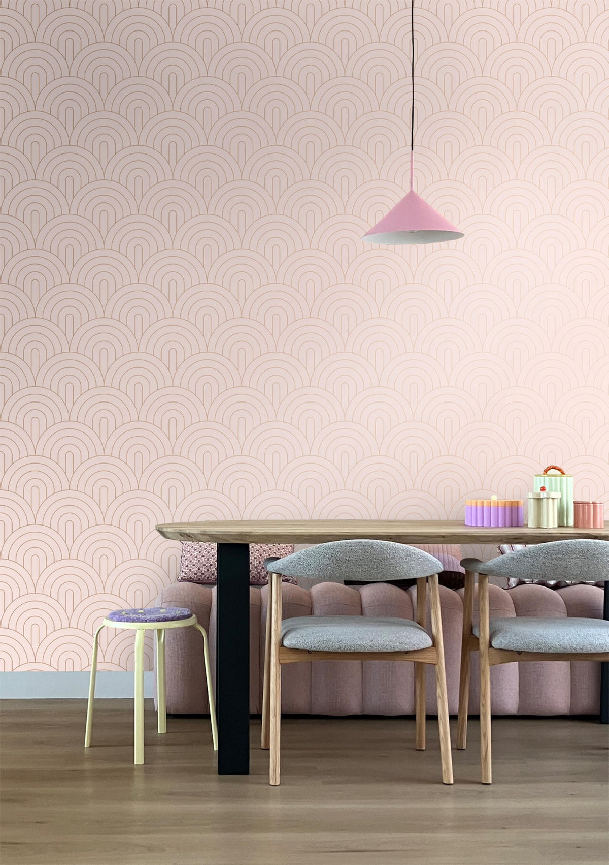 TAPETE Art Decó Muster 53 cm x 10.05 m - Pink, Papier (53/1000cm) - ESTAhome