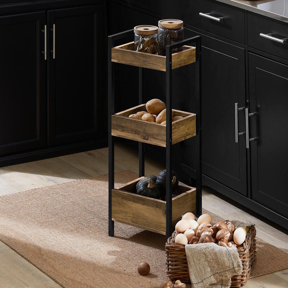 BADREGAL mit 3 Ablagefächern, bis 30kg Tragkraft, 28x74x20cm - Braun, Holzwerkstoff (28/74/20cm) - SoBuy