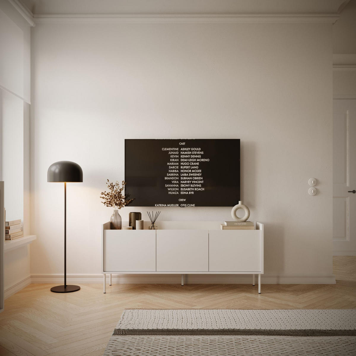 TV-SCHRANK Tovi Weiß / Holzoptik Eiche 140 cm - Weiß, Holzwerkstoff/Metall (139.8/58.5/36.4cm) - Selsey