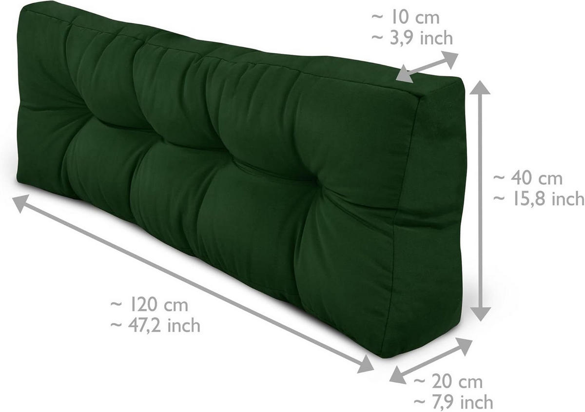 PALETTENKISSEN ECO Style Sitz 120x80x15cm Dunkelgrün + Rücken (1tlg) - Dunkelgrün, Textil (80/15/120cm) - Beautissu 