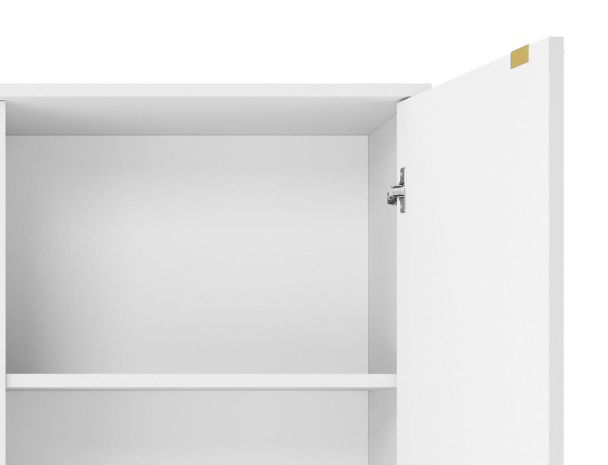 HOCHKOMMODE NOVA Geriffelt, 2-Türen, KOMMODE Schwarz, Schwarze Füße 104x39x cm Weiß - Schwarz/Weiß, Holzwerkstoff/Kunststoff (104/125/39cm) - DomoHome