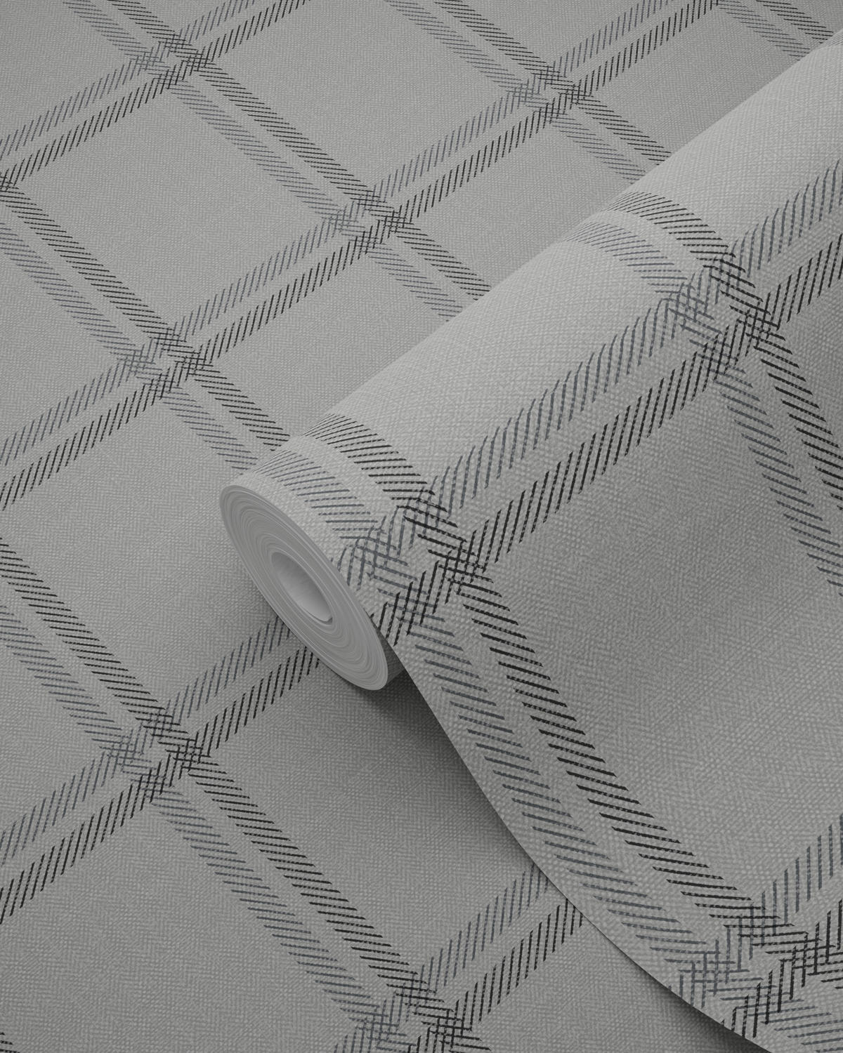 TAPETE Karomuster 53 cm x 10.05 m - Grau, Papier (53/1000cm) - Origin Wallcoverings