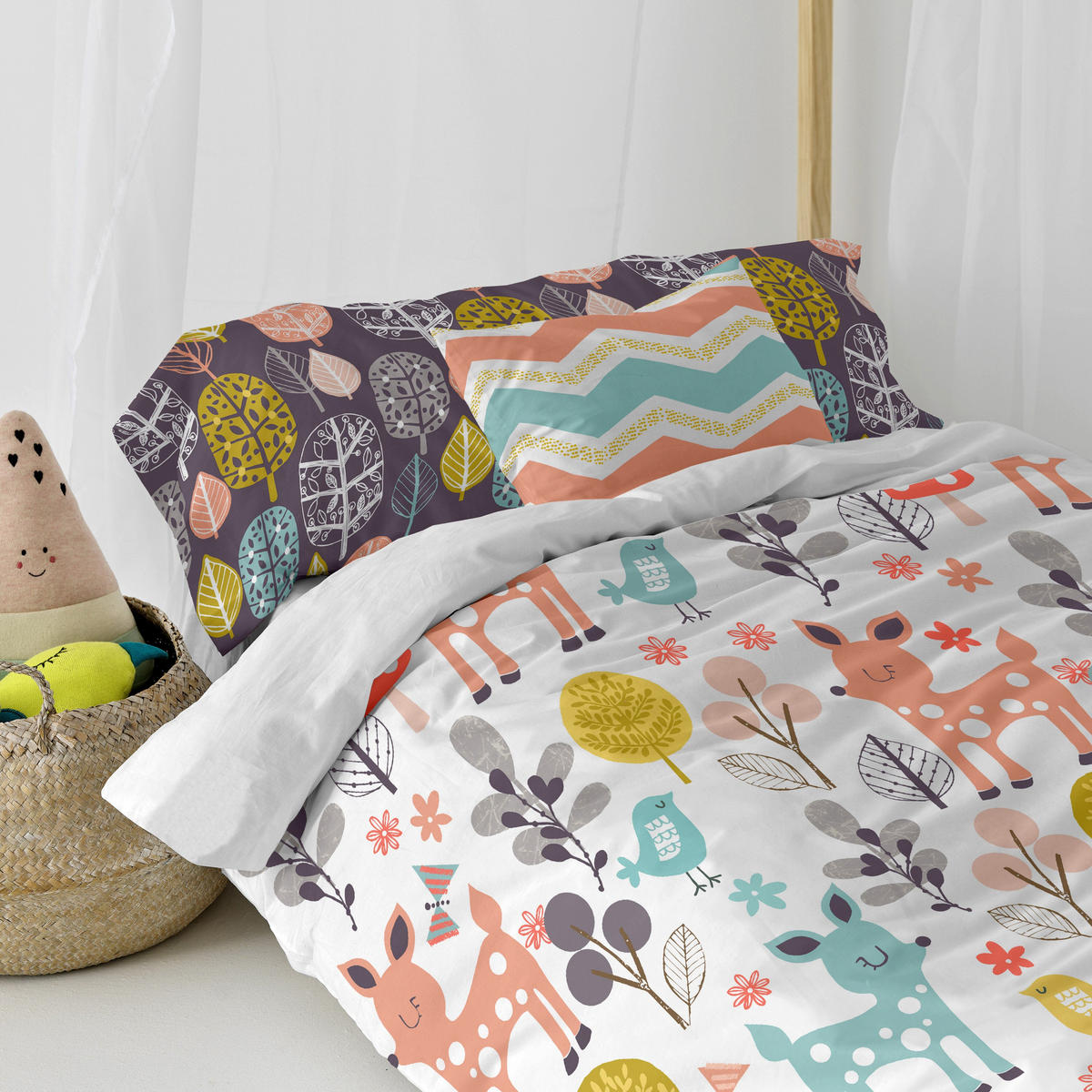 BETTBEZUG 2er-Set teiliges woodland 135/140x200 cm (standardgrösse) mehrfarbig - Multicolor, Textil (140/200cm) - Happy Friday