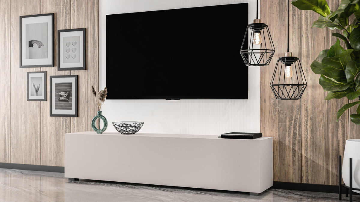 LOWBOARD ZIVOLLI 160 Beige 160/36,5/40 cm – Hängend und Stehend - Beige, Holzwerkstoff/Kunststoff (160/36.5/40cm) - AX Living
